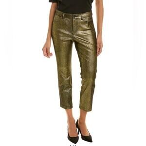 Lafayette 148 New York leather Mercer pants metallic finish 0 gold black